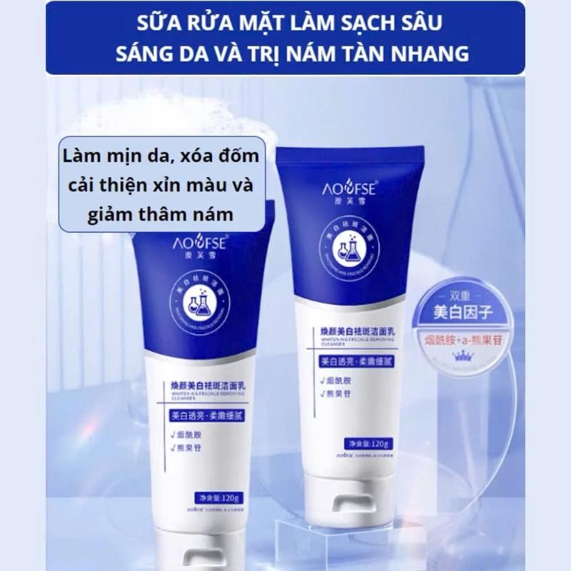 Sữa rửa mặt làm trắng da và tàn nhang Aofuxue làm sạch nhẹ nhàng và không khô da, dưỡng ẩm da 0