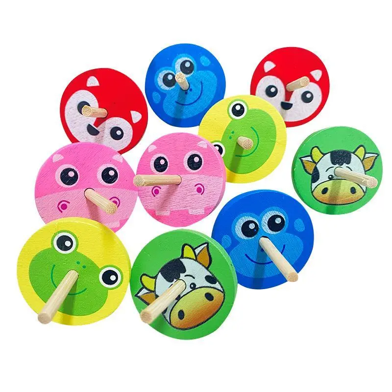 1PC cartoon animal color wooden top DIY mini stress relief puzzle toy 3-7 year old promotional gift