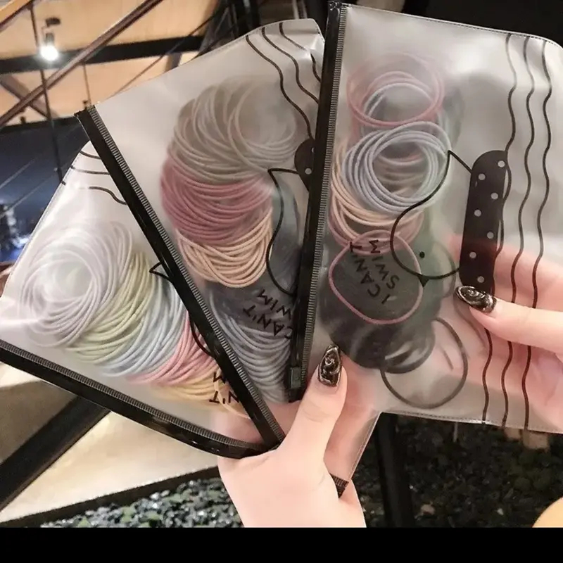 isi 100 ikat rambut/ikat rambut free pouch/scrunchie scruncies 3