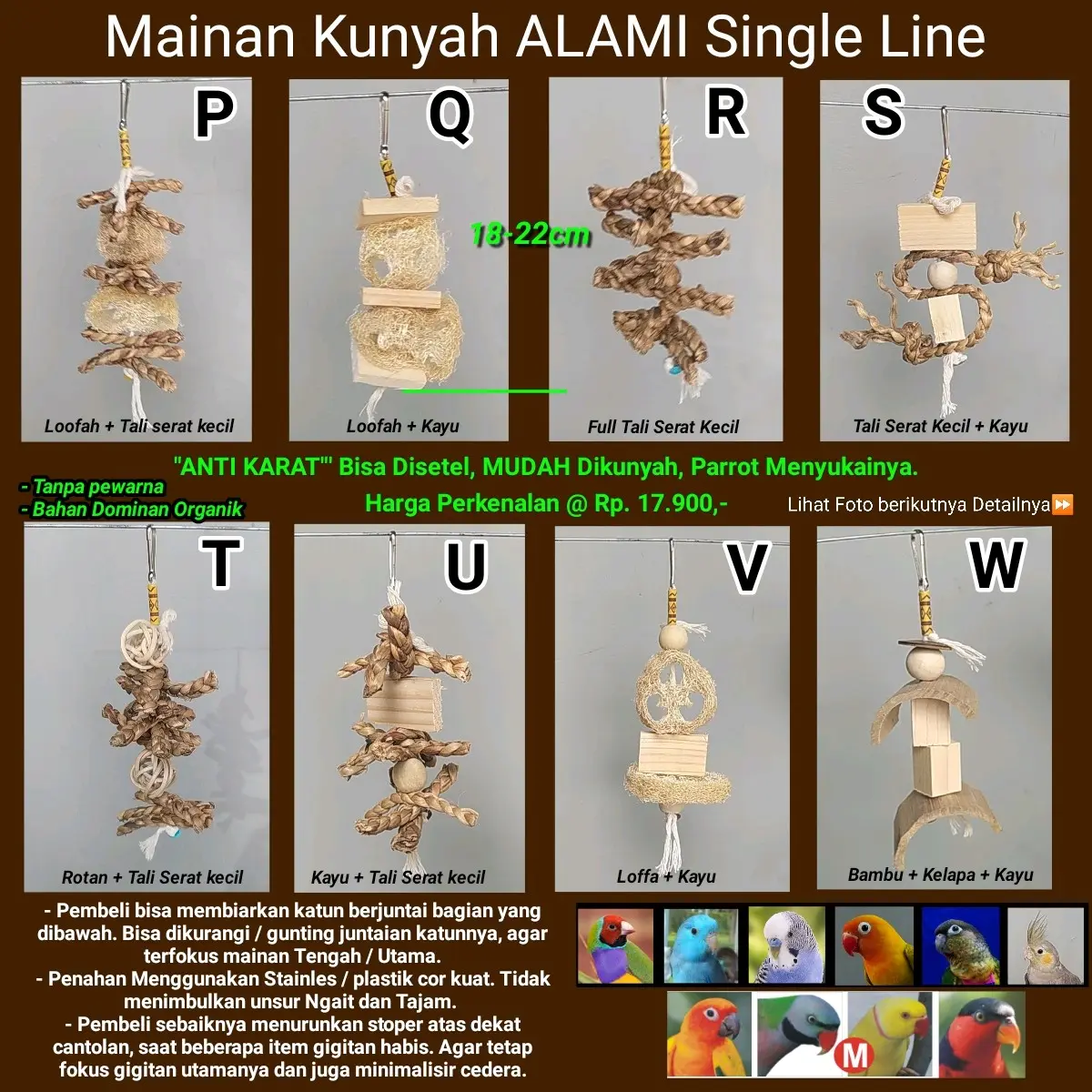 Mainan Gigitan Kunyah burung Parrot Natural