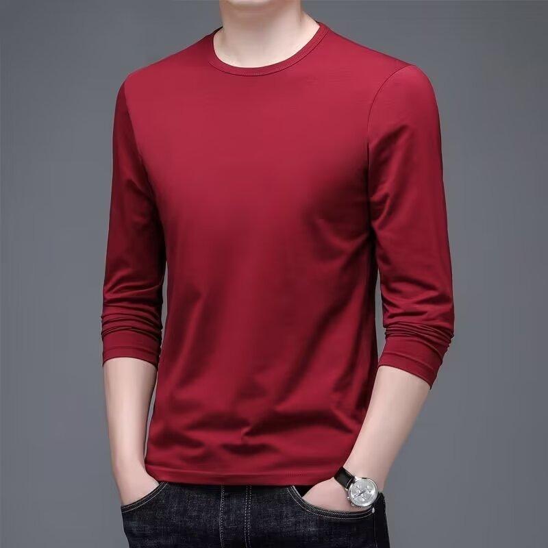 Product Introduction of T Shirt for Men Fashion Brand Ins Cotton Loose Long Sleeve Men's Top Clothing Coat round Neck Loose Pullover Autumn and Winter All-Matching National Fashion 17