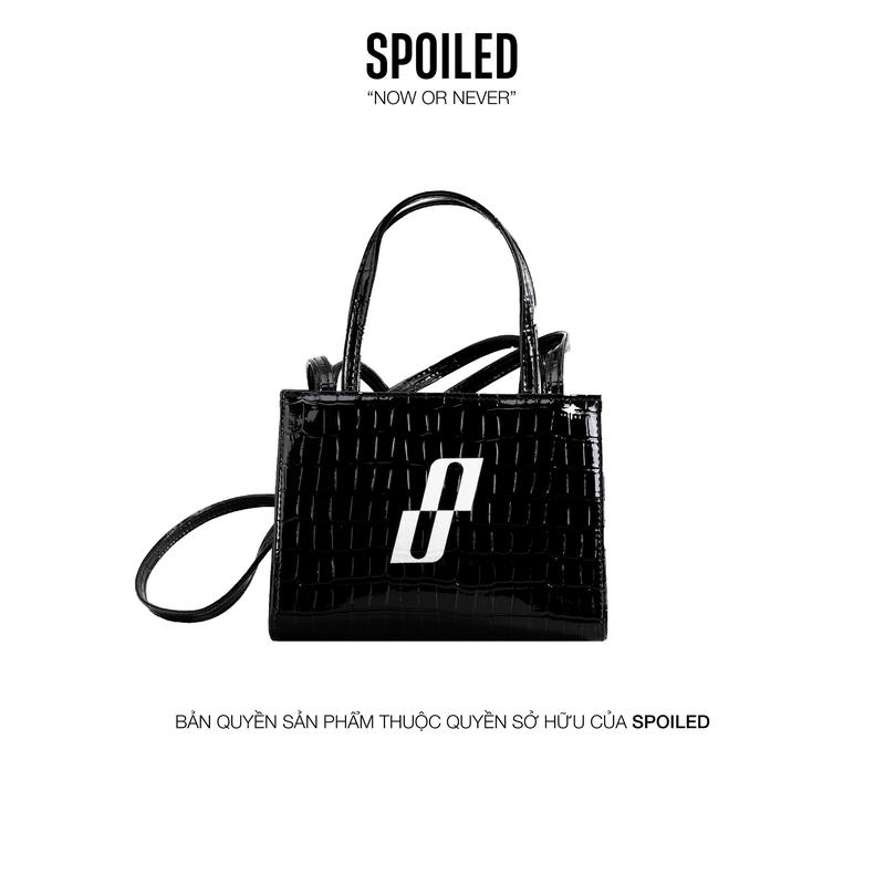SPOILED Túi đeo chéo Mini quai cầm Da cao cấp chính hãng fullbox - Đen dập vân