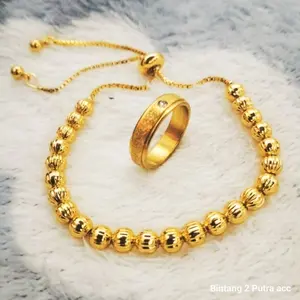 PERHIASAN WANITA Gelang Serut Biji Lada Titanium Pree Cincin Pasir Gold Perhiasan wanita Tahan karat ELEGAN