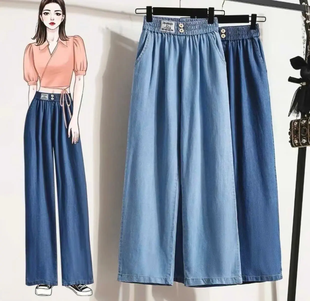 [ Có Bigsize ] Quần bò ống suông 2 khúc  chất mền mịn có size đến 75kg