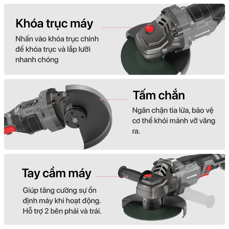 {Tặng 5 đá cắt} Thân máy mài pin Wukong WK100,chống sốc đá,chống khởi động lại. động cơ không chổi than, 3 cấp độ 3