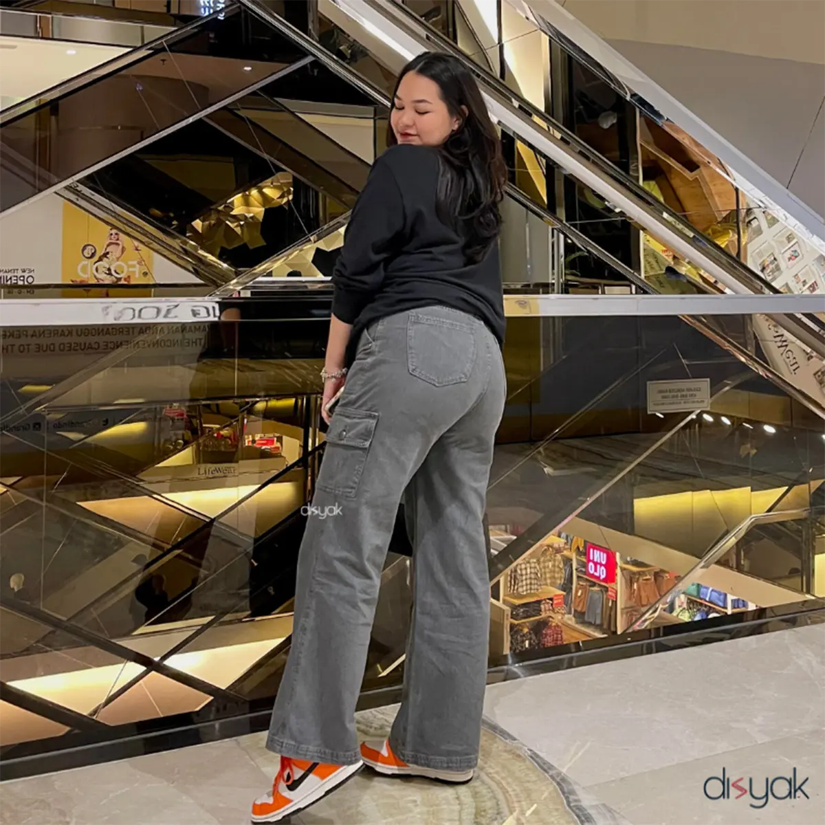 DISYAK - JUMBO Boyfriend Cargo Celana Panjang Jeans Grey 913