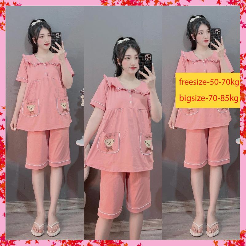 Bộ bầu - bộ sau sinh - Lửng - Túi Thêu Đầu Gấu - chất liệu Thun Cotton Mềm mát