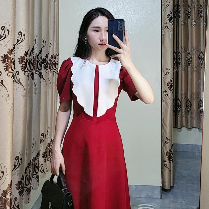 váy thiết kế cổ cách điệu v33