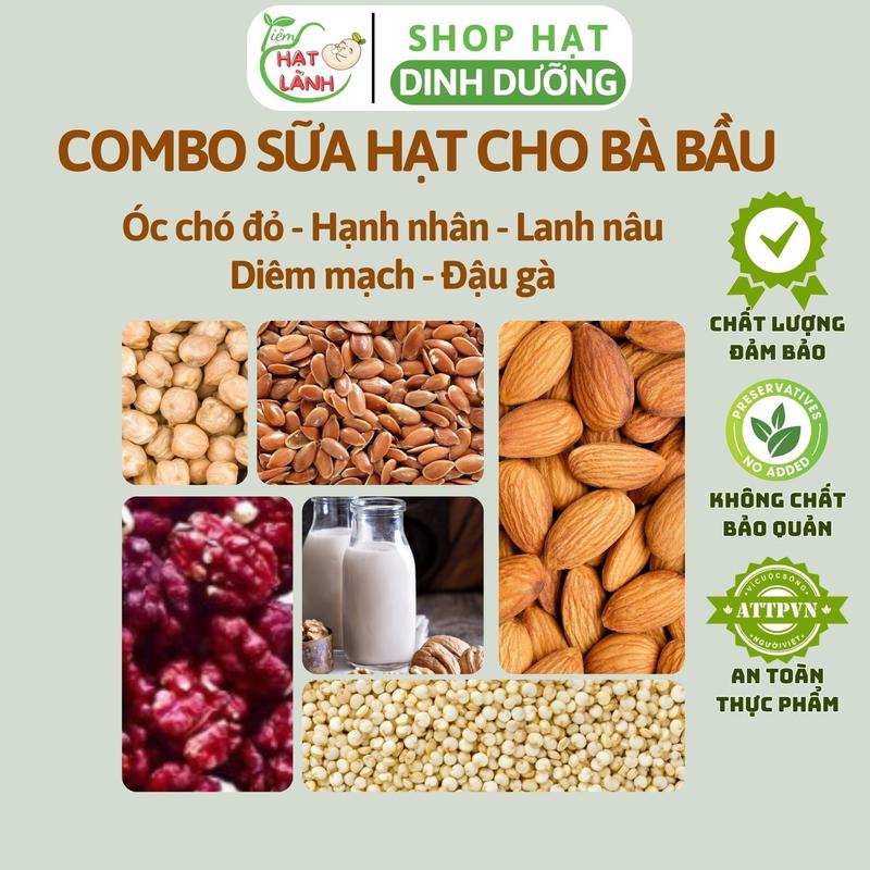 Combo 2,5kg các loại hạt dinh dưỡng làm sữa hạt cho bà bầu, trẻ em, t đường, giàu sắt - Tiệm hạt lành