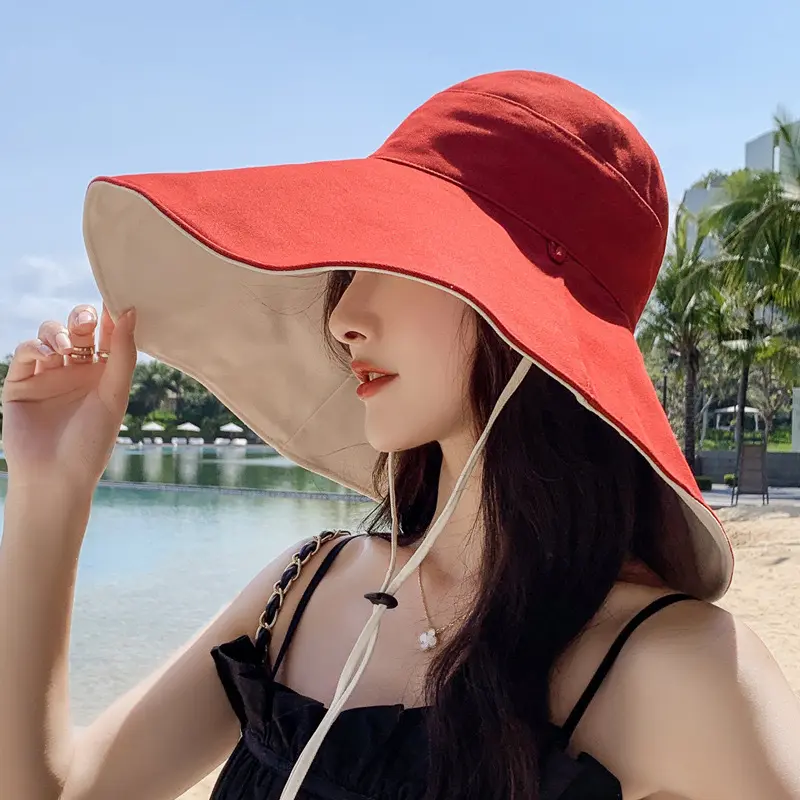 TerraTogs-Fisherman Hat, Large Brim, Solid Color, Easy Matching Set For Summer Women, Foldable, Outdoor Fashion, Double-Sided Hat, Suitable for Casual Wear