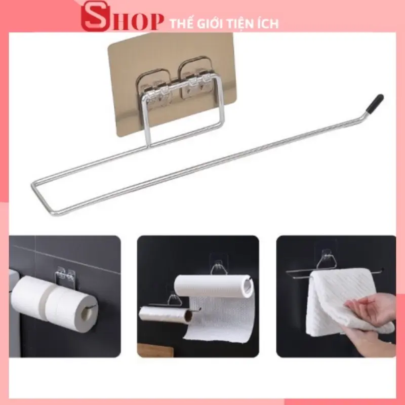 Thanh Inox Dán Tường Treo Cuộn Giấy,Khăn Lau Bếp,Giấy Vệ Sinh Chắc Chắn. Thanh Treo Đồ Dùng Đa Năng 88304