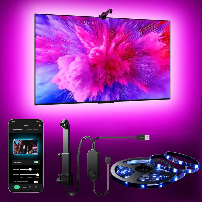 Product Introduction of LED TV Backlight with AR Color Sensor, RGB LED Strip Light, Color Changing LED Light Strip for TV, Computer, TV & Monitor, Valentine's Day Gift, Home Decor 7