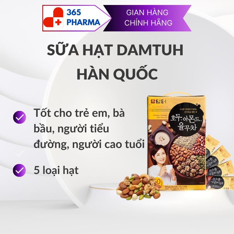 Bột Sữa hạt Ngũ Cốc Damtuh Hàn Quốc Hộp 50 Gói cho trẻ trên 2 tuổi, bà bầu, PNCT, sau sinh