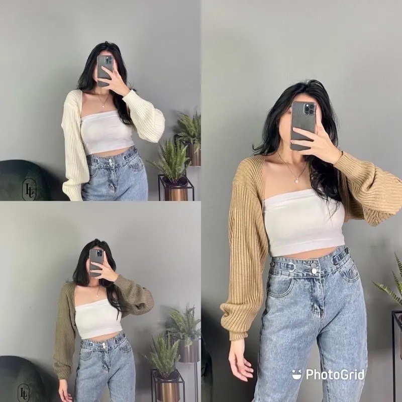Alesha - LIAM OVERSIZE CROP BOLERO CARDIGAN PREMIUM Baju Panjang Top