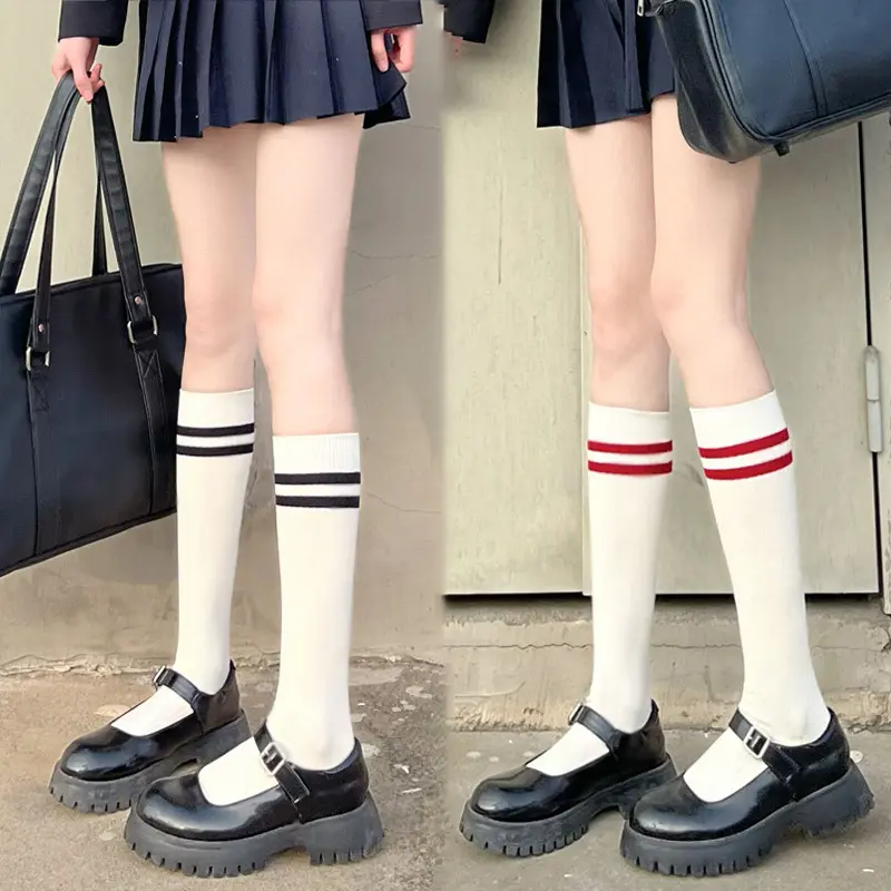 Spring And Summer Calf Socks, Striped Knee High Socks, Over Knee Socks, Children'S Korean Version, Ins, Women'S Long Tube, Japanese College Style, Sports