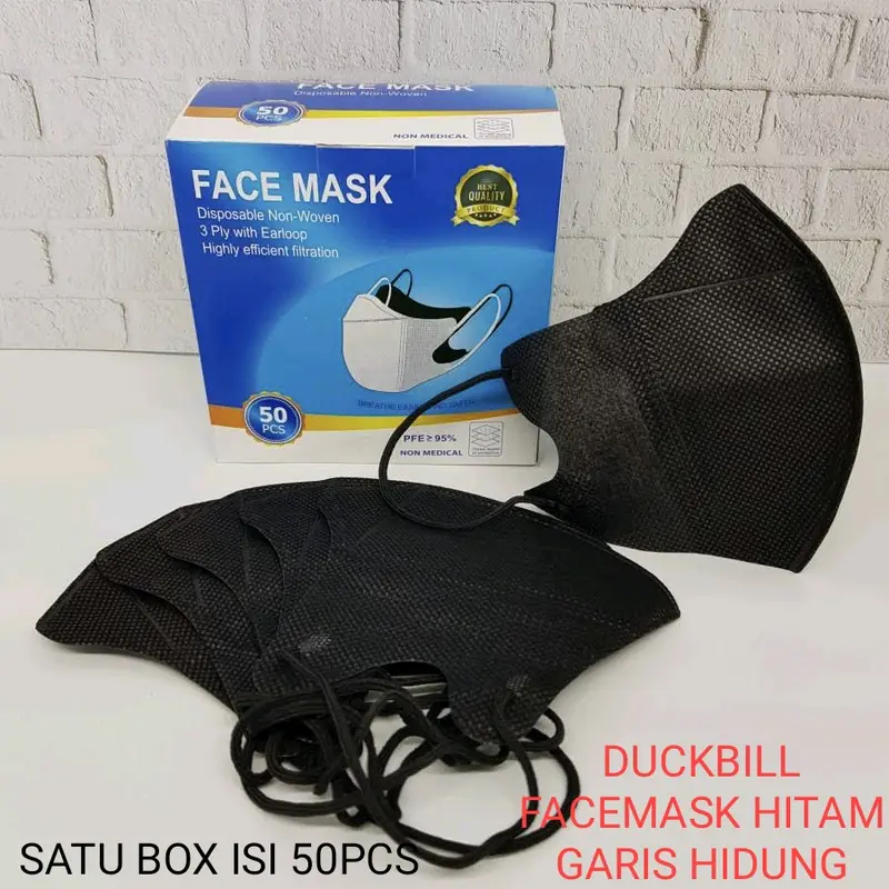 MASKER Duckbill Facemask isi 50pcs+box Putih /hitam 2