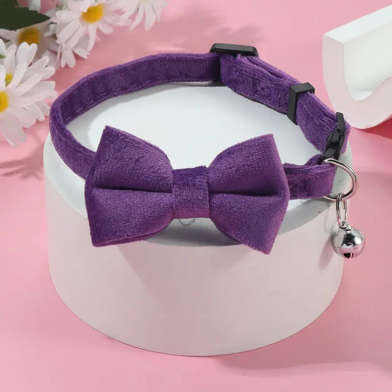 Cute Bowknot Design Pet Collar, 6 Counts/set Adjustable Pet Collar with Bell, Pet Accessories for Small Dogs & Cats, Pet Decorative Neckband 4