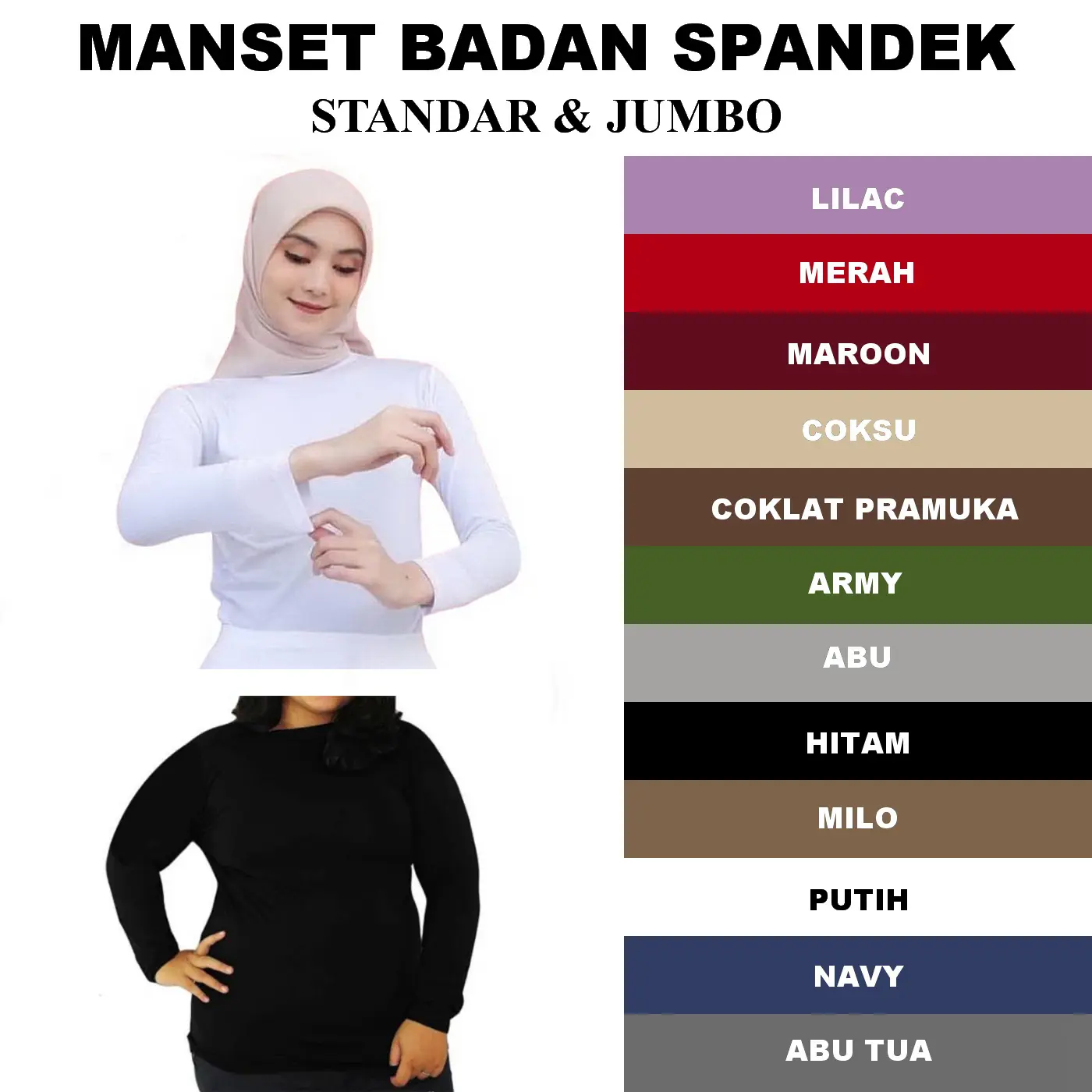 Manset Badan / Baju Spandek Turtleneck Standar dan Jumbo Premium