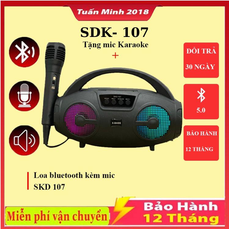 Loa Bluetooth Karaoke SKD -107/ SKD 106/ K12 Tặng Kèm Mic Nghe Nhạc Cực Đã Âm Bass Cực Mạnh Loa Bluetooth Mini