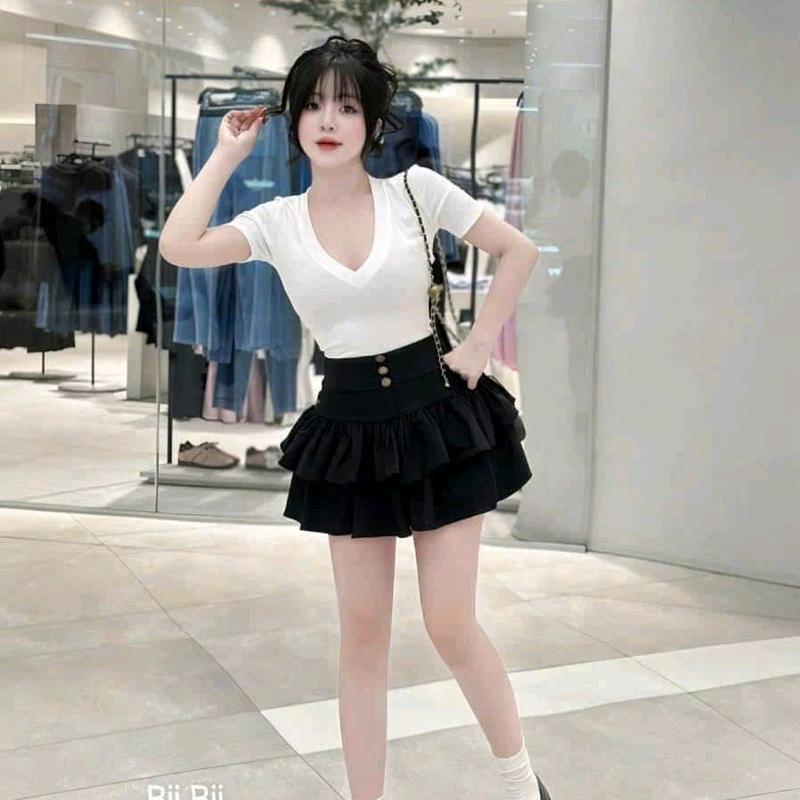 áo thun cổ tim nữ ôm body form dưới 55kg 2