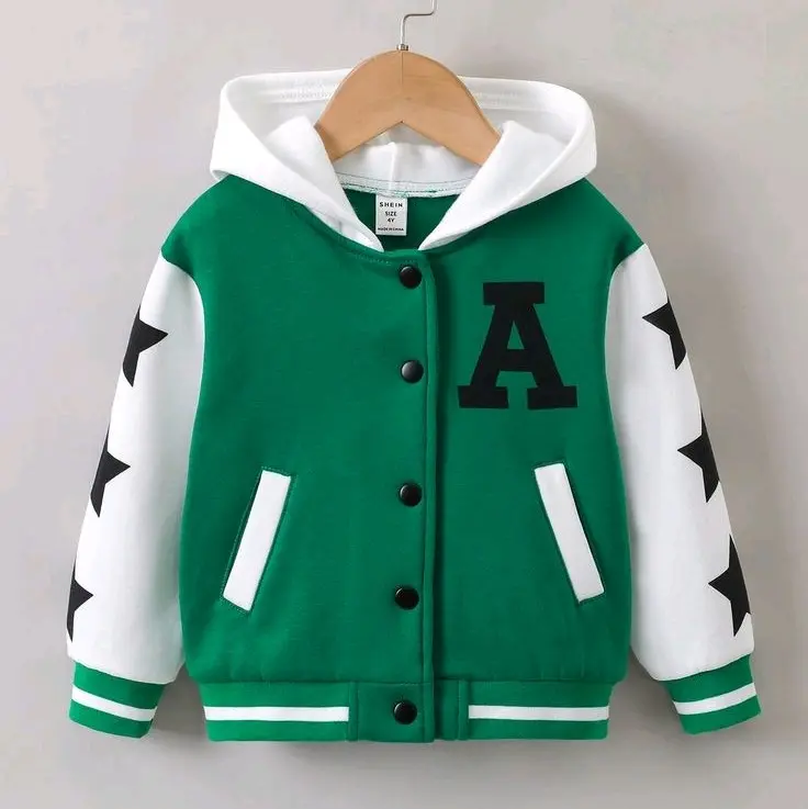 Jaket anak | Bomber Varsity Baseball Anak Perempuan BRIGHT COLOUR (1 TH -  12TH) Bayi Balita Katun Abu Biru Blue 3
