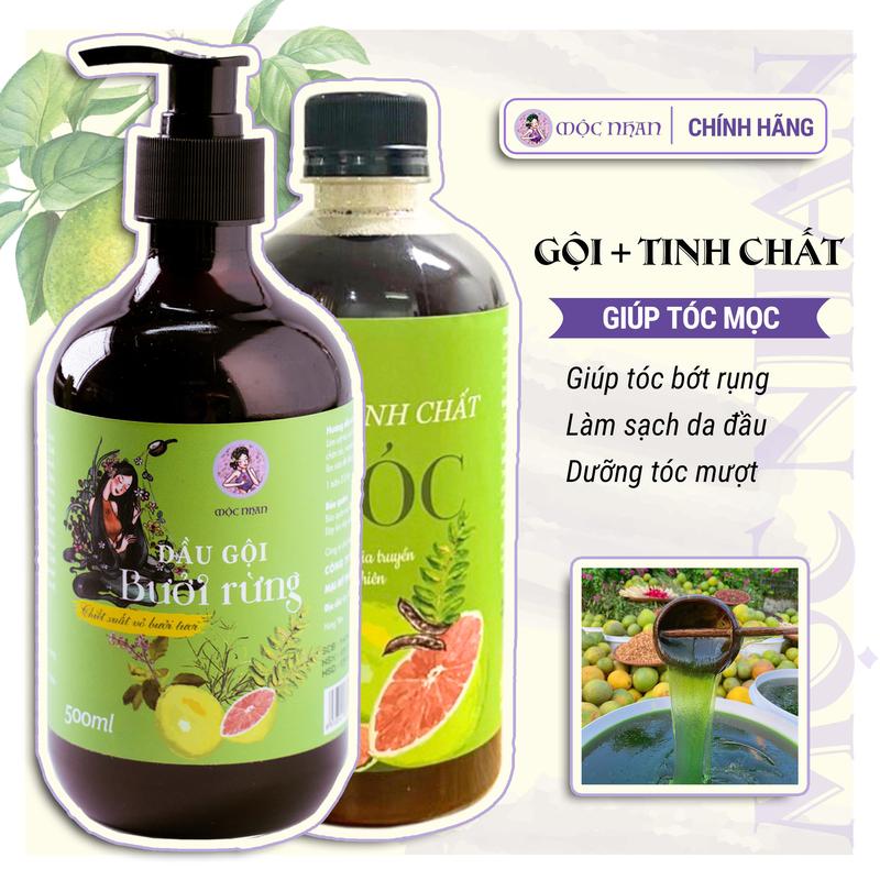 Combo dầu gội bưởi 500ml và Tinh chất ủ tóc Mộc Nhan 500ml Nữ Women Dưỡng Tóc