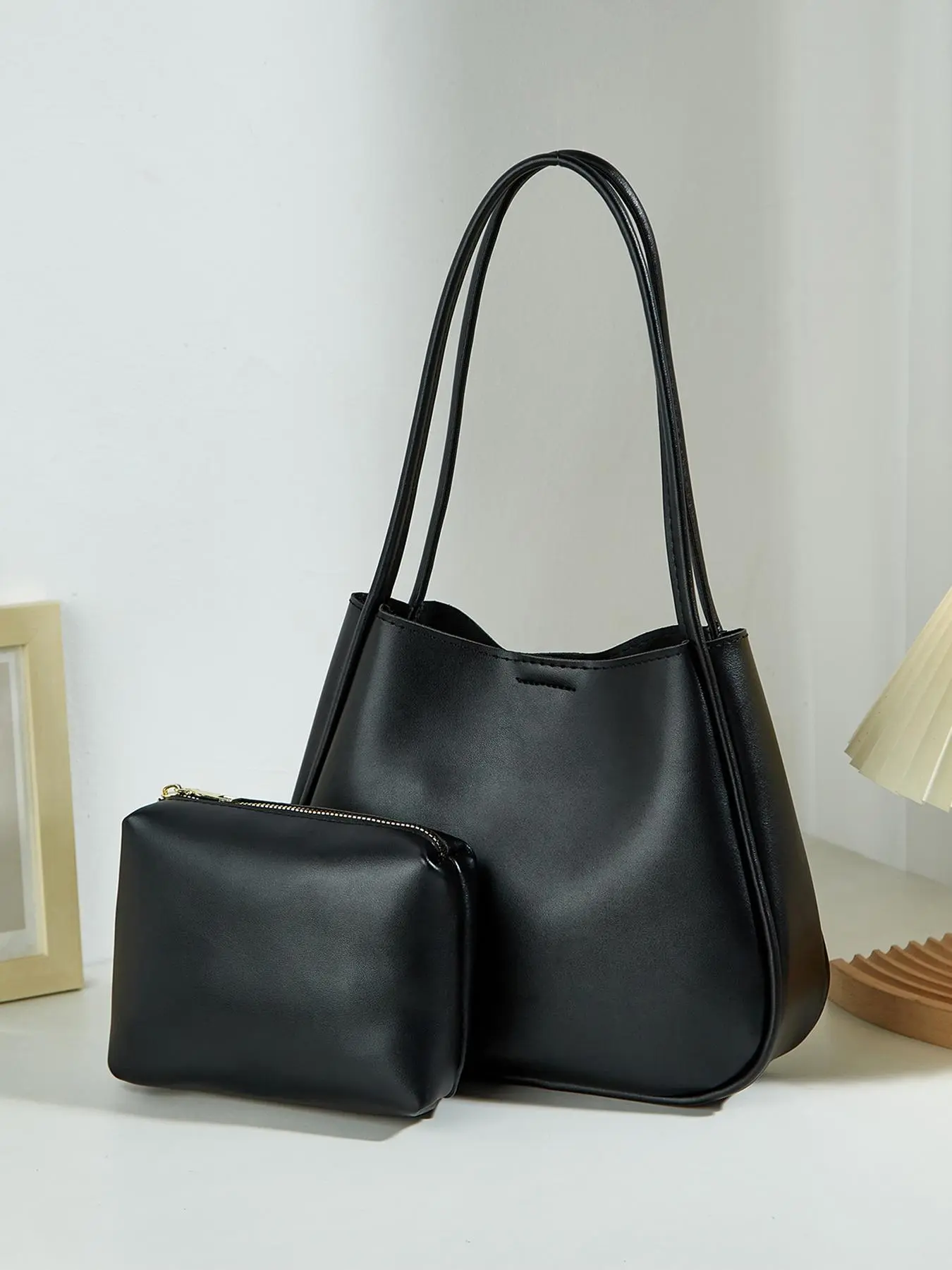 Women's Fashionable Solid Color Handbag & Coin Purse, Casual Versatile Shoulder Bag & Coin Purse, Trendy All-match Bag Set for Daily Use