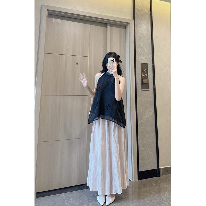 Set áyếm trơn Đính nơ kèm quần xuông Samhyewear 6