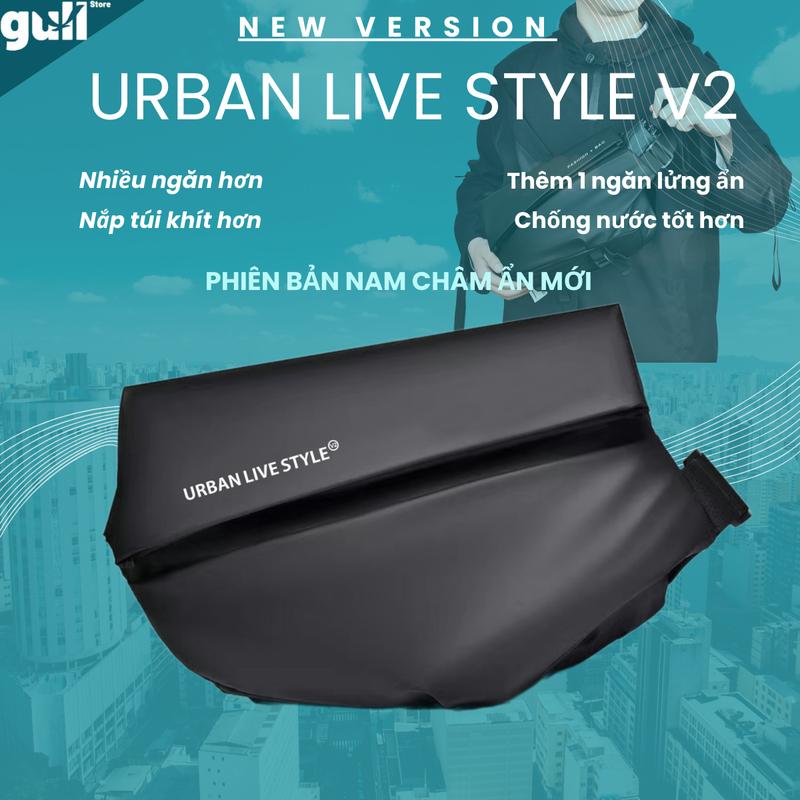 Túi đeo chéo nam URBAN LIVE STYLE Version 2 VIP thiết kế thông minh đa năng, túi chéo nam khóa từ tính,chống bụi, chống thấm nước, túi nam chéo da PU Bag Túi Bao Tử da pu
