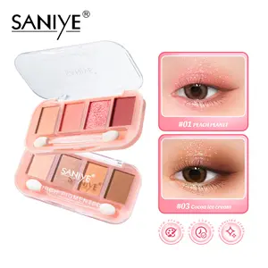 SANIYE KOL Eyeshadow 4 Warna New Glitter Palette Menarik Mata Eye Shadow Kecantikan Kosmetik E0459