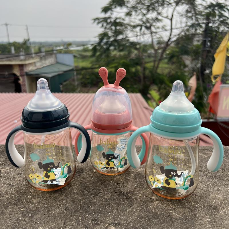 Bình sữa Babu baby cổ rộng PPSU nắp sên 210ml/300ml cho bé