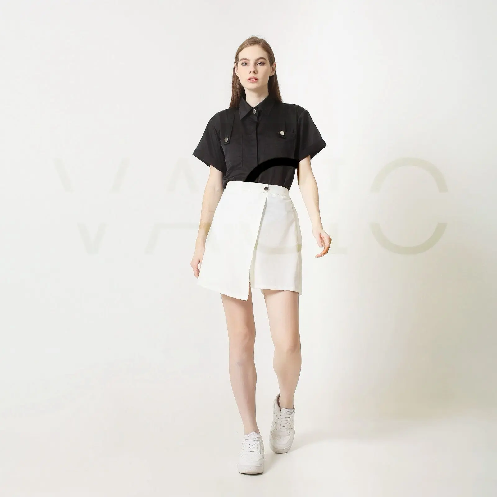Karina - Skort Celana Rok Celana Pendek Wanita Rok Celana Casual korean style Mini Santai Basic Shorts ada Kancing Karet agar Nyaman Fit m to bigsize plus size XL bb 40 - 80 kg