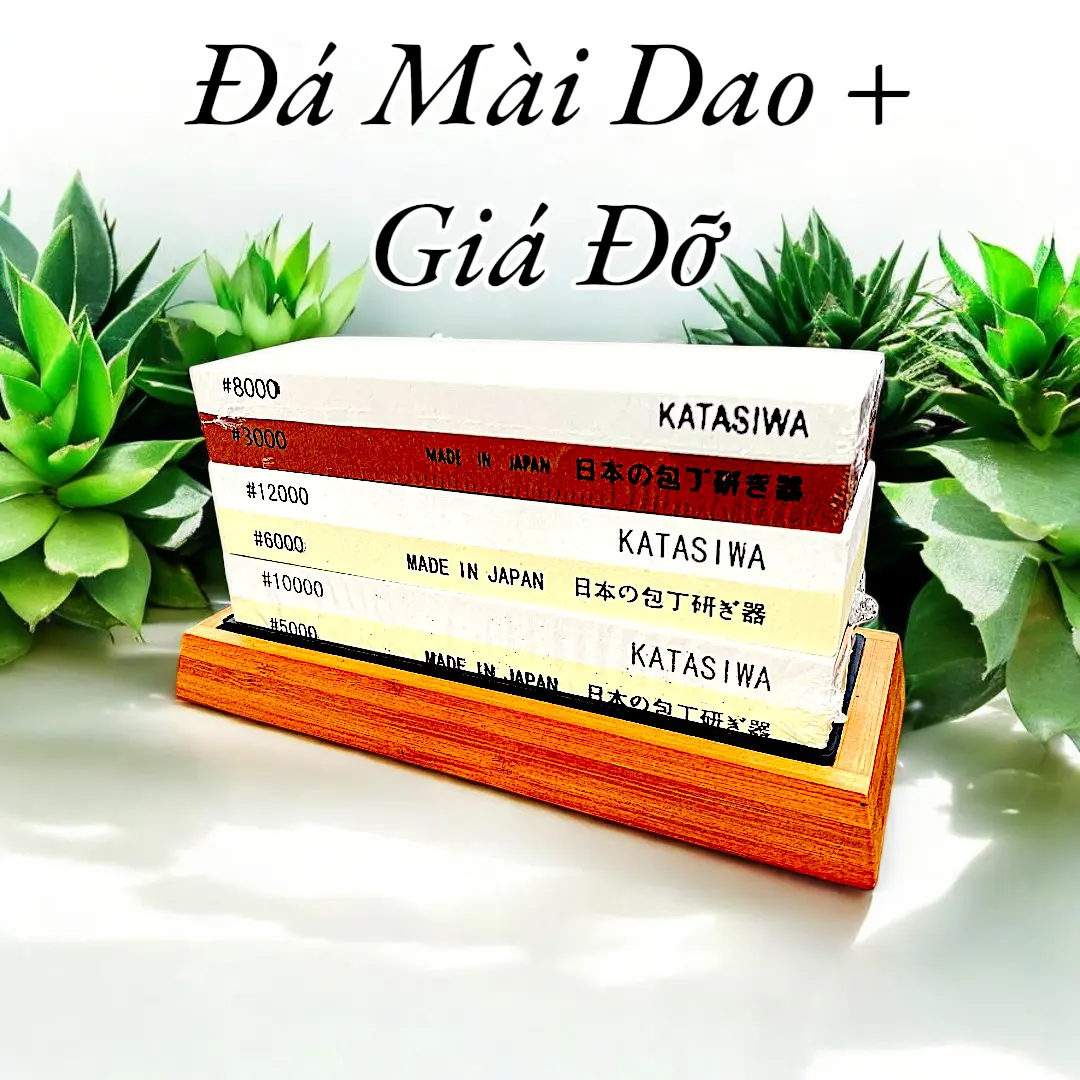 Combo Đá Mài Dao 3/8,5/10.6/10-Giá Đỡ Đá Mài Gỗ Sồi Cao Cấp Thương Hiệu Nhật Bản
