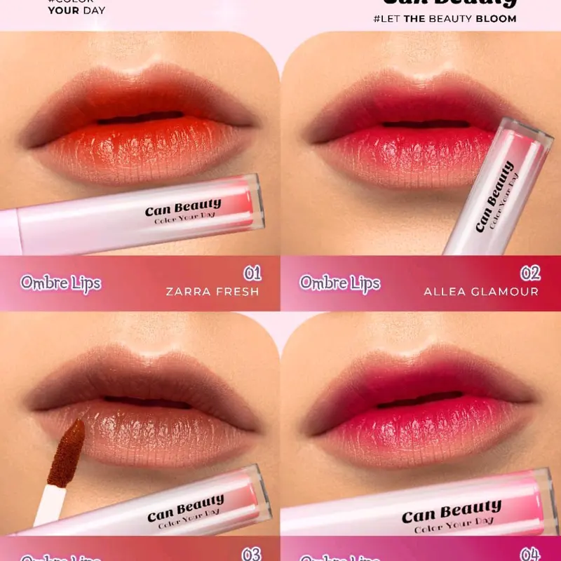 Lip Cream Tahan Lama Can Beauty BPOM - Ringan dan Mudah Diaplikasikan - Pewarna, Mempercantik, Lipgloss, Kosmetik Bibir Lipstick 2