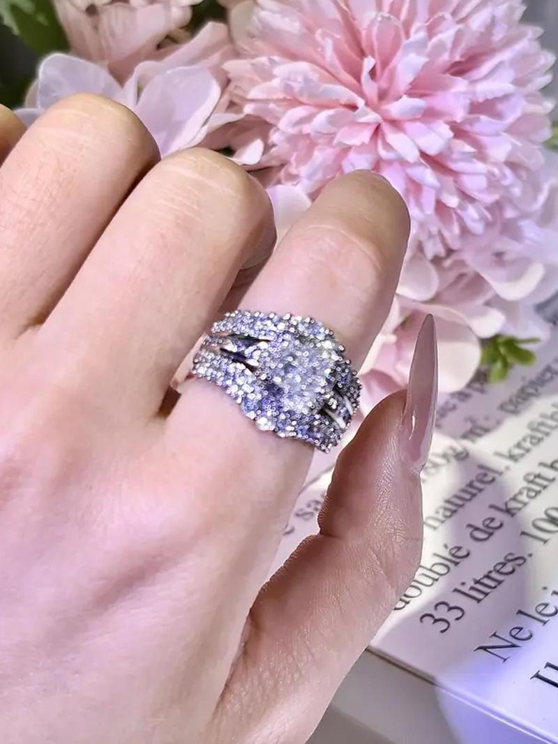 Product Introduction of Rhinestone Decorated Ring, Fashion Jewelry for Party, Daily Clothing Decor, Trendy All-match & Exquisite Jewelry for Birthday Gift 5