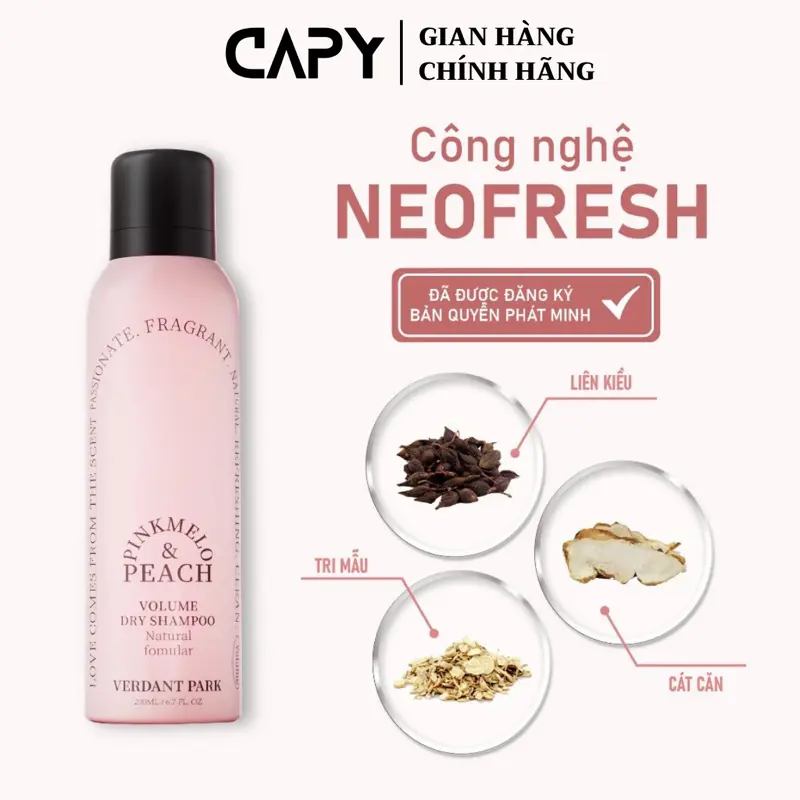 ￼[MUA 2 TẶNG 3] Dầu gội khô VERDANT PARK Pinkmelo 200ml, gội đầu khô hương trái đào ngọt 2