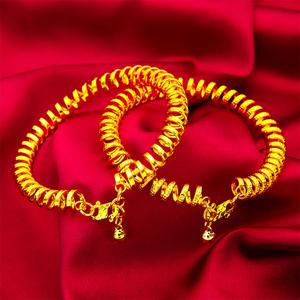 Gelang Tangan, Gelang Licin Wanita, Gelang Musim Bunga Bunga Rata Pasir Emas Vietnam, Berat 16.83g