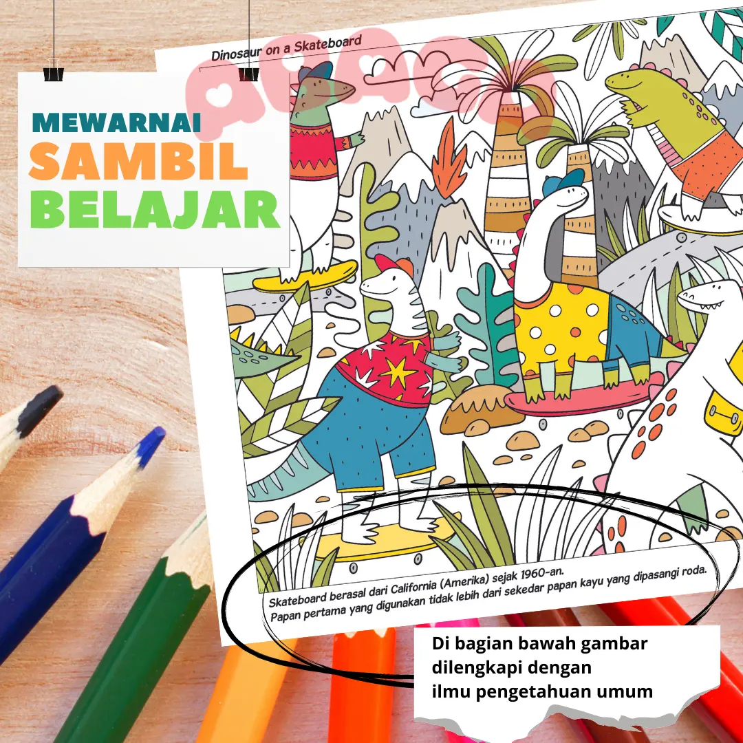 100Days Coloring Book - 100Tema Gambar Mewarnai Anak, Isi Waktu Luang Usir Bosan - Art Hobby Creative