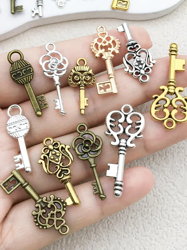 Vintage Key Design Charms, Mixed Style Key Set Pendant, DIY Charms for Jewelry Making, Wedding Party Favors 4