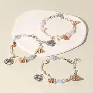 【Sktlz Potongan Harga Sangat Tinggi】Gelang Kristal Dopamine Bead Bracelet Bohemian Style Shell Pendant Bracelet