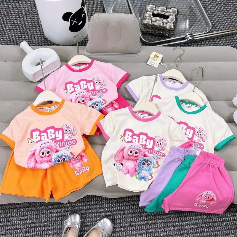 COMBO 4bo quân + ao hinh baby chất xu  cổ le cho bé gái   12- 30kg cho be gái mặc hè