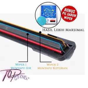 Wiper Dual Karet 2 Lapis Karet Wiper Frameless Universal Semua Tipe Mobil 1 Pasang Kiri Dan Kanan kendaraan Tanpa Rangka Kaca Mobil car Motorcycle Windshield Bonus Sabun Wiper variasi karet  wiper