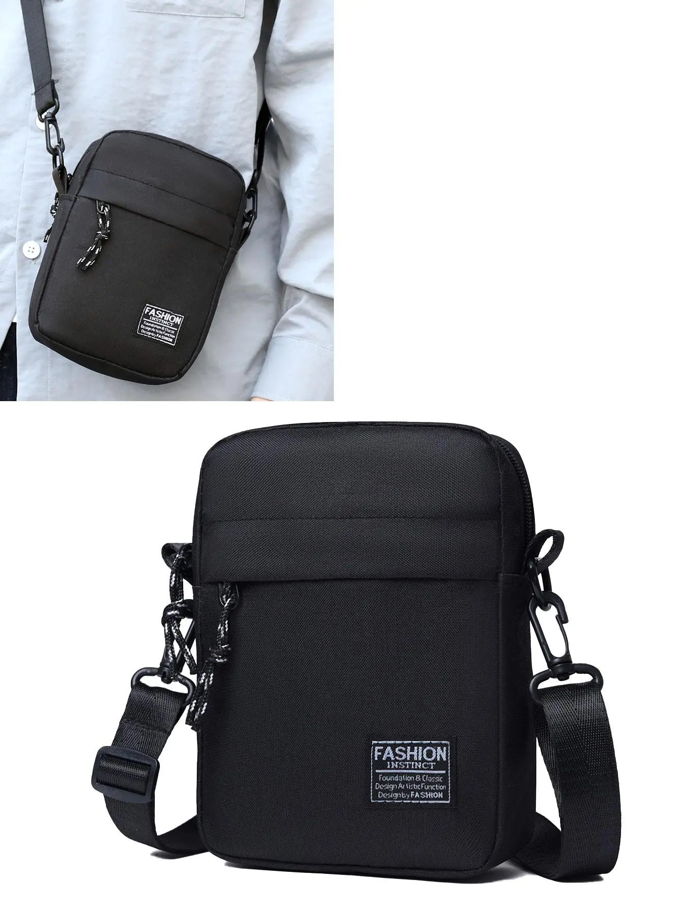 Men's Simple Style Plain Color Crossbody Bag, Casual Trendy Letter Patched Versatile Square Bag, Fashionable Shoulder Bag for Daily Use