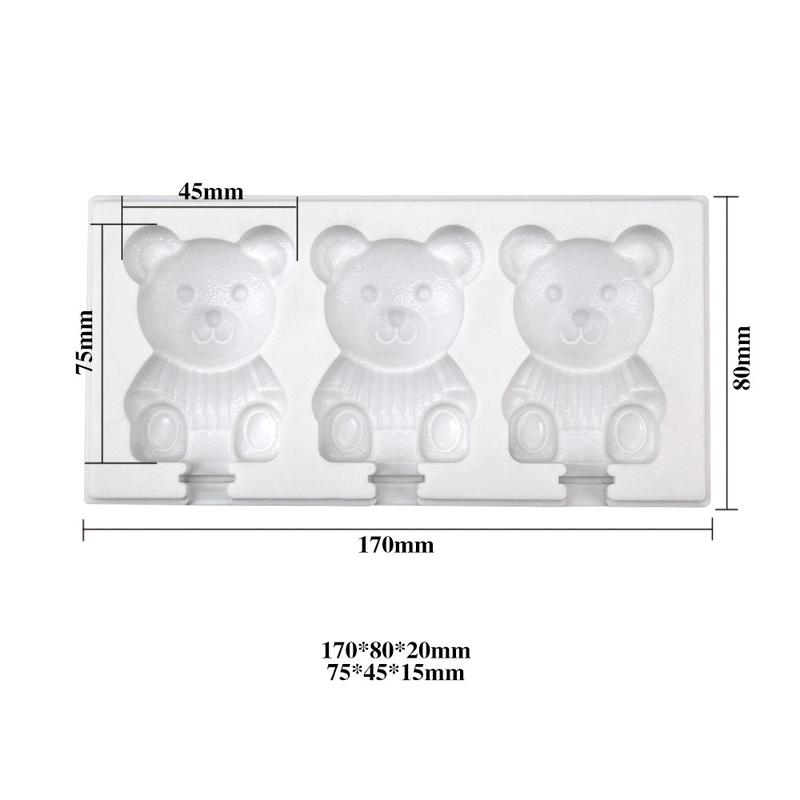 Product Introduction of Bear Ice  Silicone Mold Jelly Chocolate Popsicle Cake Mould Cake Decorating Tool Kitchen Baking Accessories 3 Cavities Cute 0