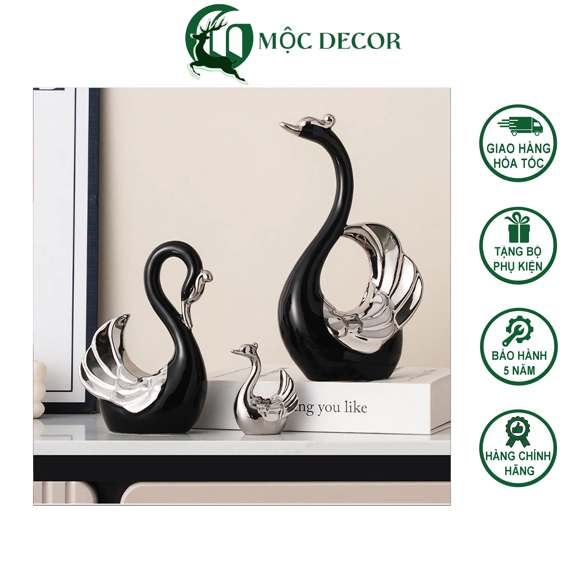 Decor Tượng Đôi Thiên Nga Uyên Ương Cách Điệu Màu Đen Bạc Trắng Bạc Siêu Đẹp Trang Trí Không Gian Nội Thất I03 Decor Phòng  Trang Trí Nhà Đồng