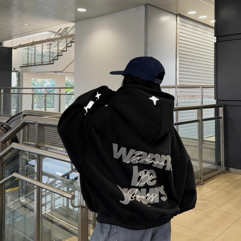 Áo Khoác Phản Quang Hoodie Zip Nỉ Bông Hình In Dập Nổi Cao Cấp TLU Form Rộng Nam Nữ Unisex