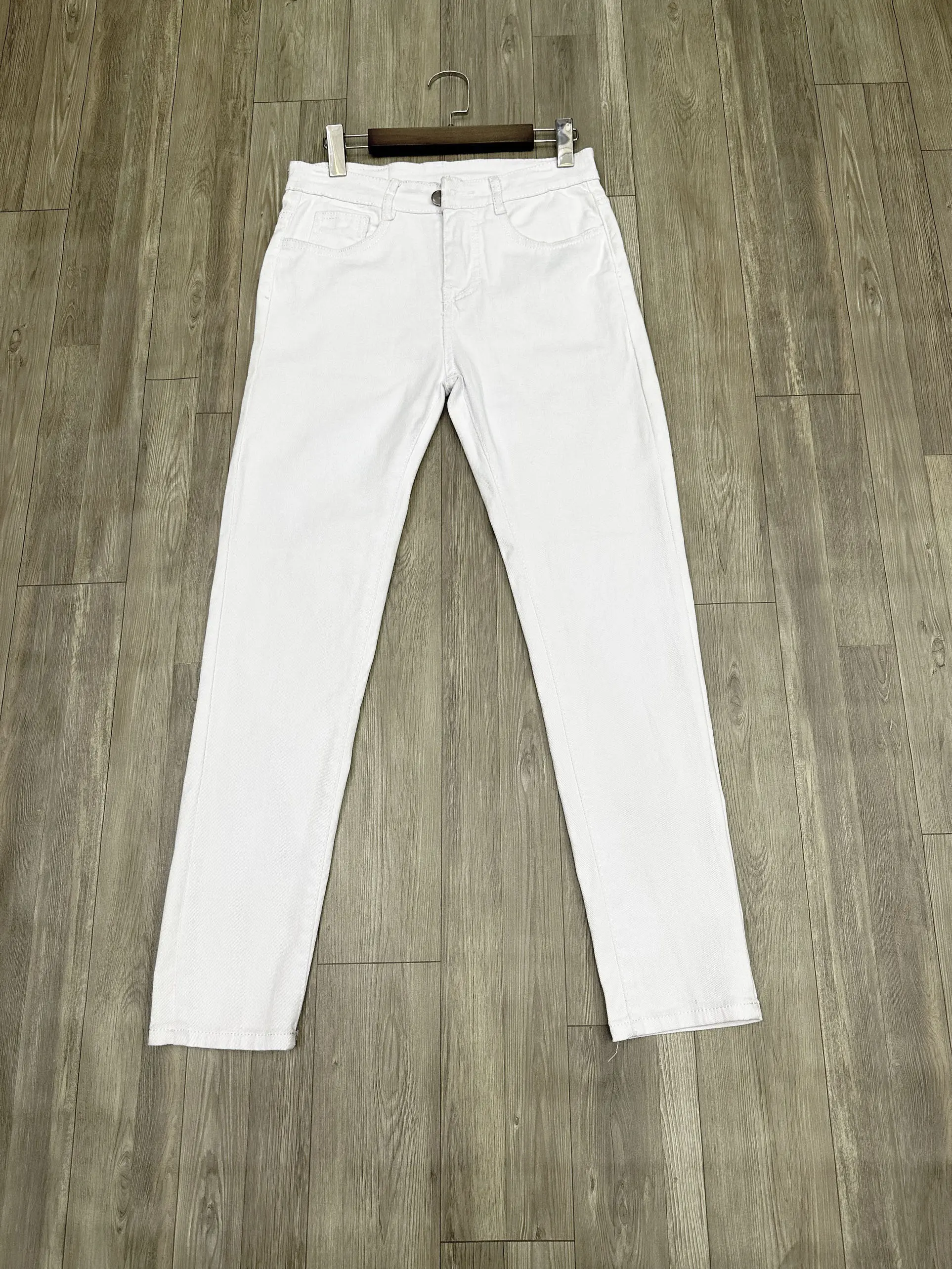 Quần jean nam dài màu trắng trơn chất vải mềm co dãn Menswear Pants