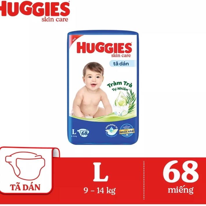 Tã dán Huggies Skincare M76 L68 XL60 việt nam đêm l28