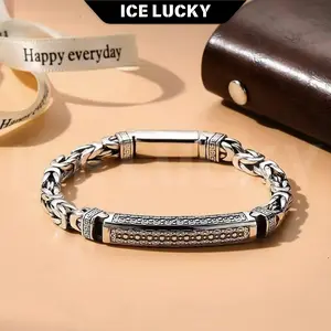 1023 Gelang Pria Perak Thailand Import Asli, Tahan Keringat, Anti Karat & Tidak Pudar