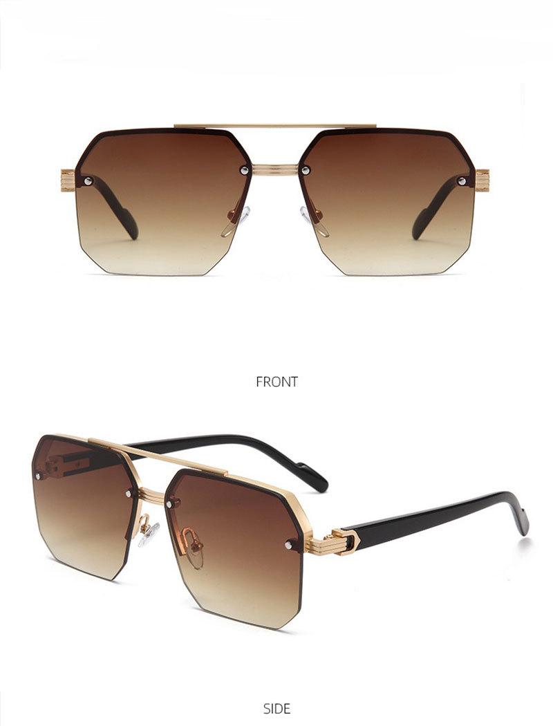 Product Introduction of Sunglasses 2024 new model for boys, with a big face and slim appearance while driving. Advanced UV resistant half frame sunglasses with a square frame 14